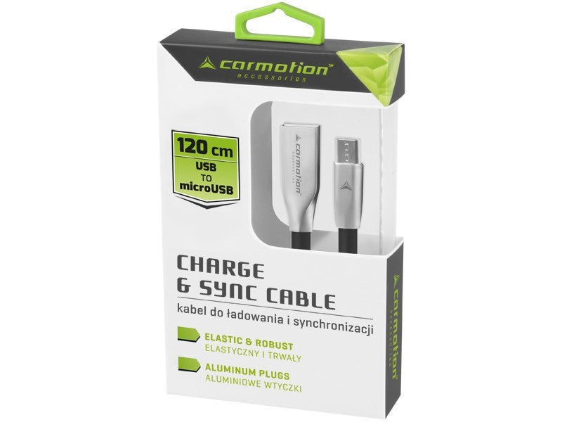 Töltő és szinkronizáló kábel 120 cm USB> micro USB fekete – kép 2