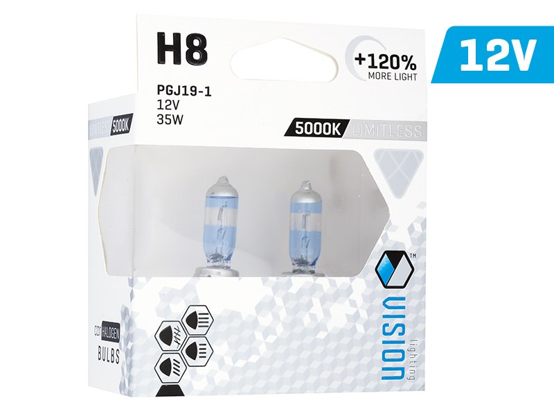Izzók VISION limitless fehér H8 12V 35W PGJ19-1 U E4 + 120%, 2 db