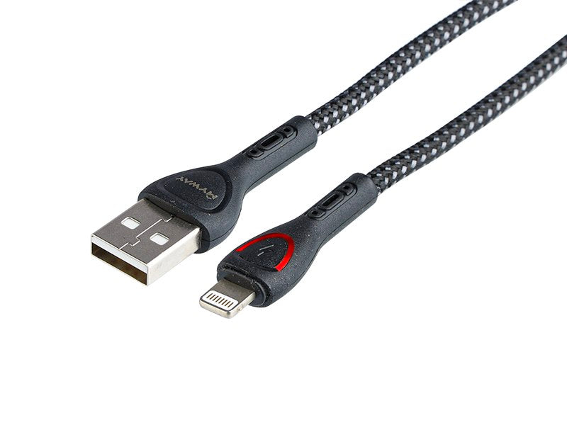 WAYME töltő és szinkronizáló kábel fonott mikroszálas LED háttérvilágítás 200 cm USB> Lightning – kép 2