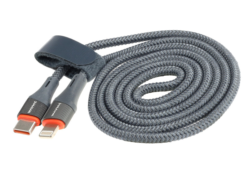 WAYME töltő és szinkronizáló kábel mikroszálas fonott 100 cm USB C > Lightning max 30W – kép 2
