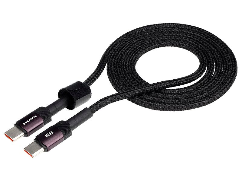 WAYME Mikroszálas fonott töltő és szinkronizáló kábel 100cm USB C > USB C Max 100W lila – kép 2