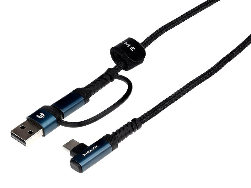 WAYME Mikroszálas fonott töltő és szinkronizáló kábel 100 cm USBC > USB C 90° max 60W – kép 2
