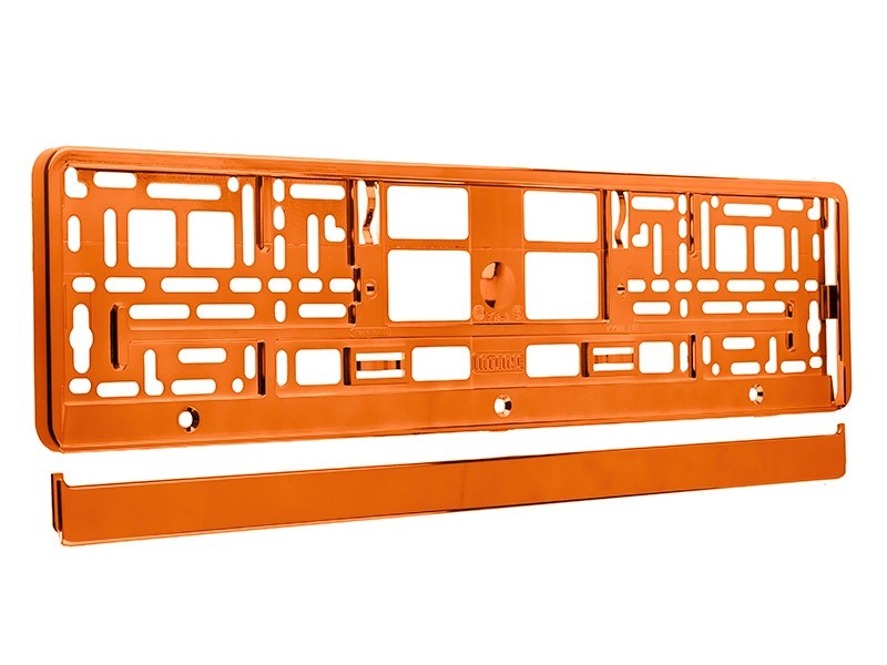 Rendszámtábla keret, fémezett, narancssárga