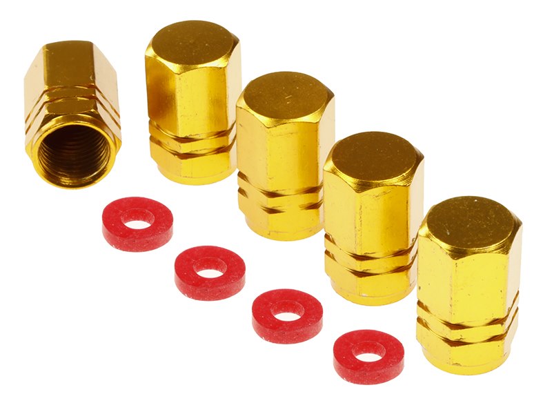 Szelepsapka alumínium hatszögletű 5 db arany színű – kép 2