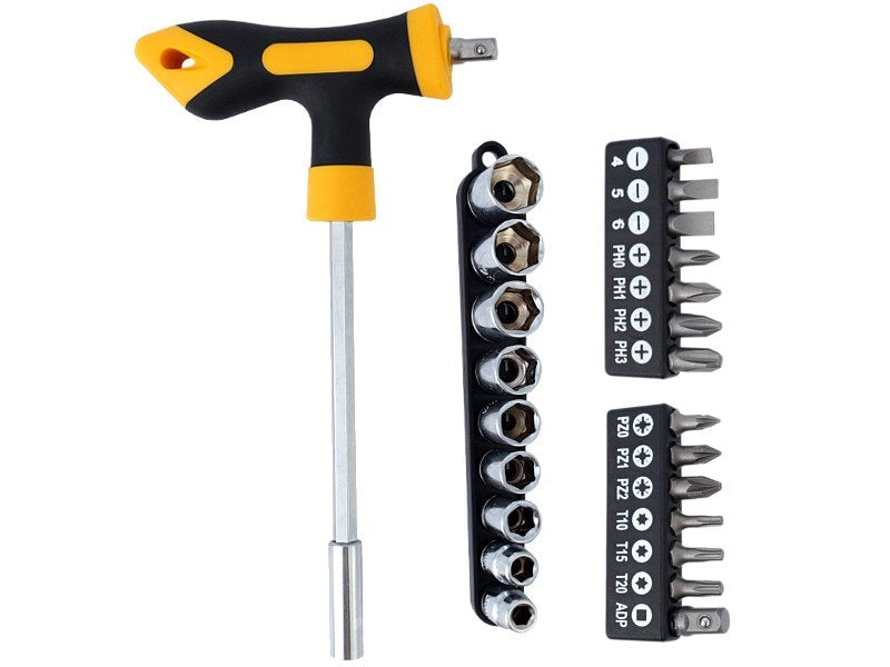 T24-es csavarhúzó, adapter, 13 bit és 9 foglalat tartozék