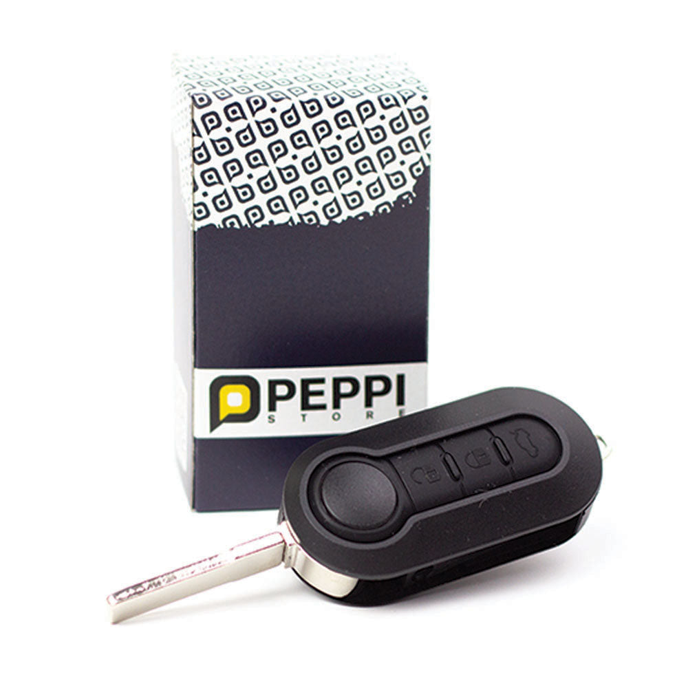 Fekete színű, 3 gombos Fiat bicskakulcs, kulcsház díszdobozzal.