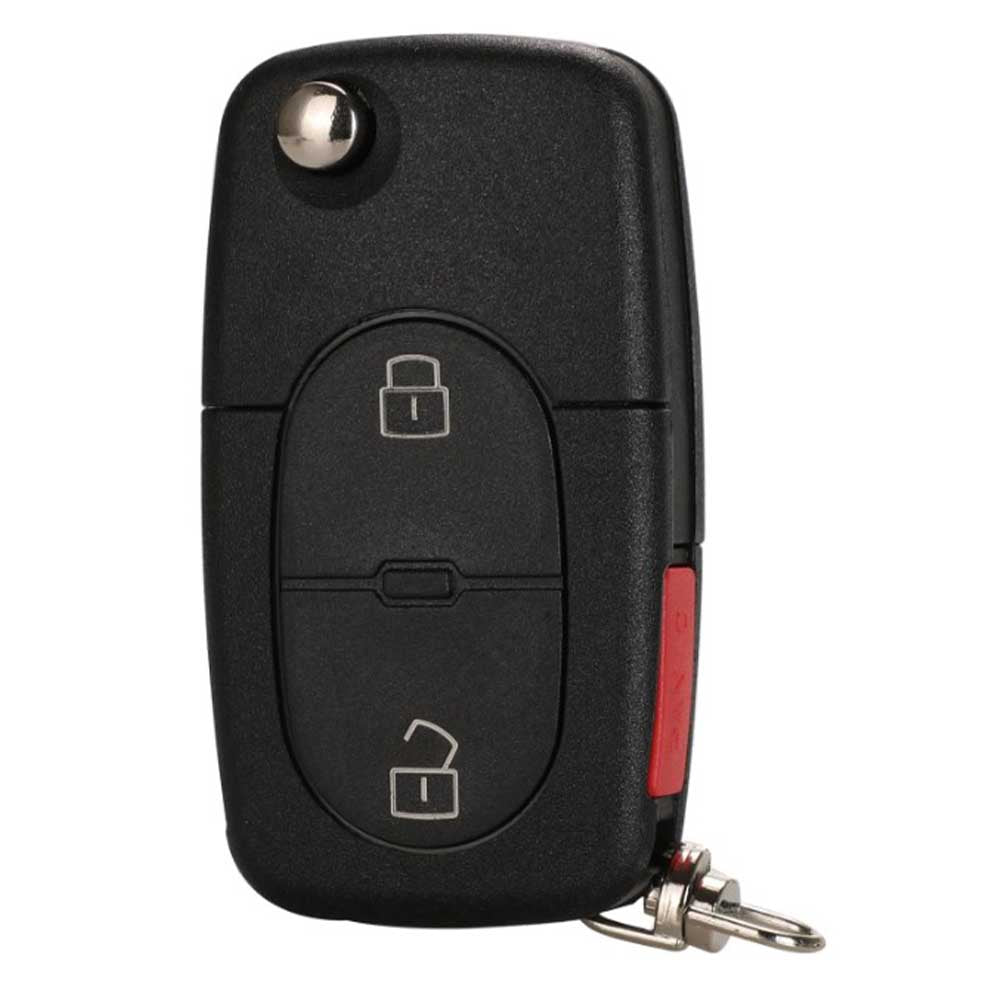 Fekete színű, 3 gombos Audi bicskakulcs, kulcsház.