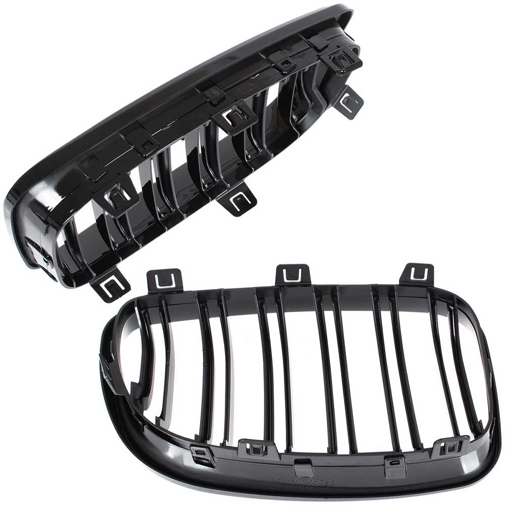 BMW 1 E81, E82, E87, E88 hűtőrács (fényes fekete, double bar – bal+jobb) 2007-2011