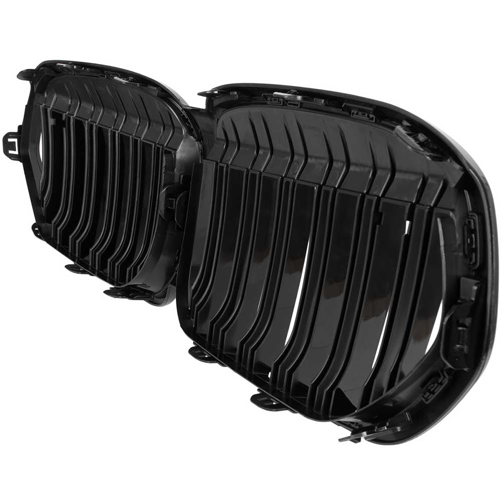 BMW X1 F48 hűtőrács (fényes fekete, double bar – bal+jobb) 2019-2022