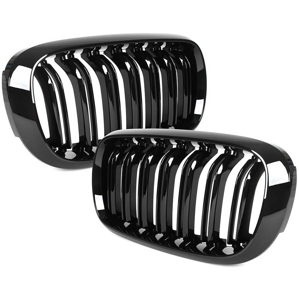BMW X6 F16 hűtőrács (fényes fekete, double bar – bal+jobb) 2014-2019