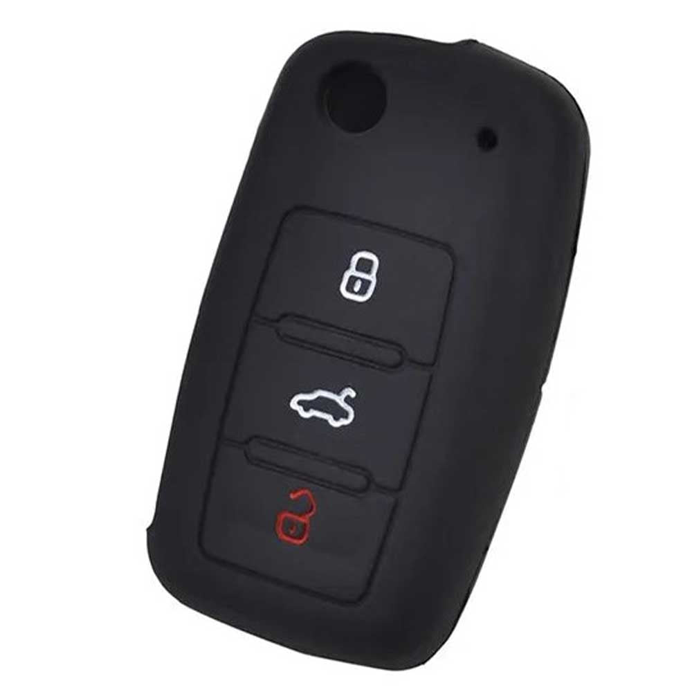 Fekete színű, 3 gombos Seat bicskakulcs szilikon tok.