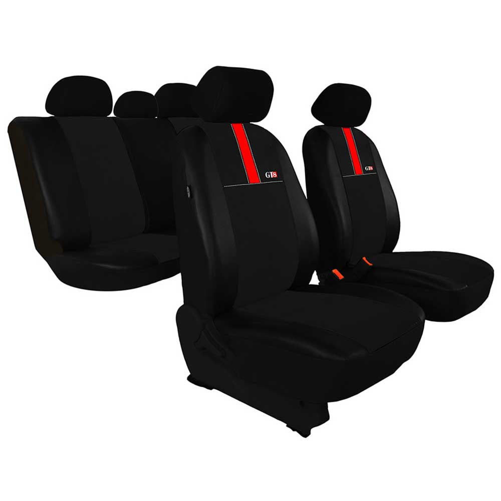 GT8 Univerzális üléshuzat fekete-piros színben bőr és alcantara anyagokból