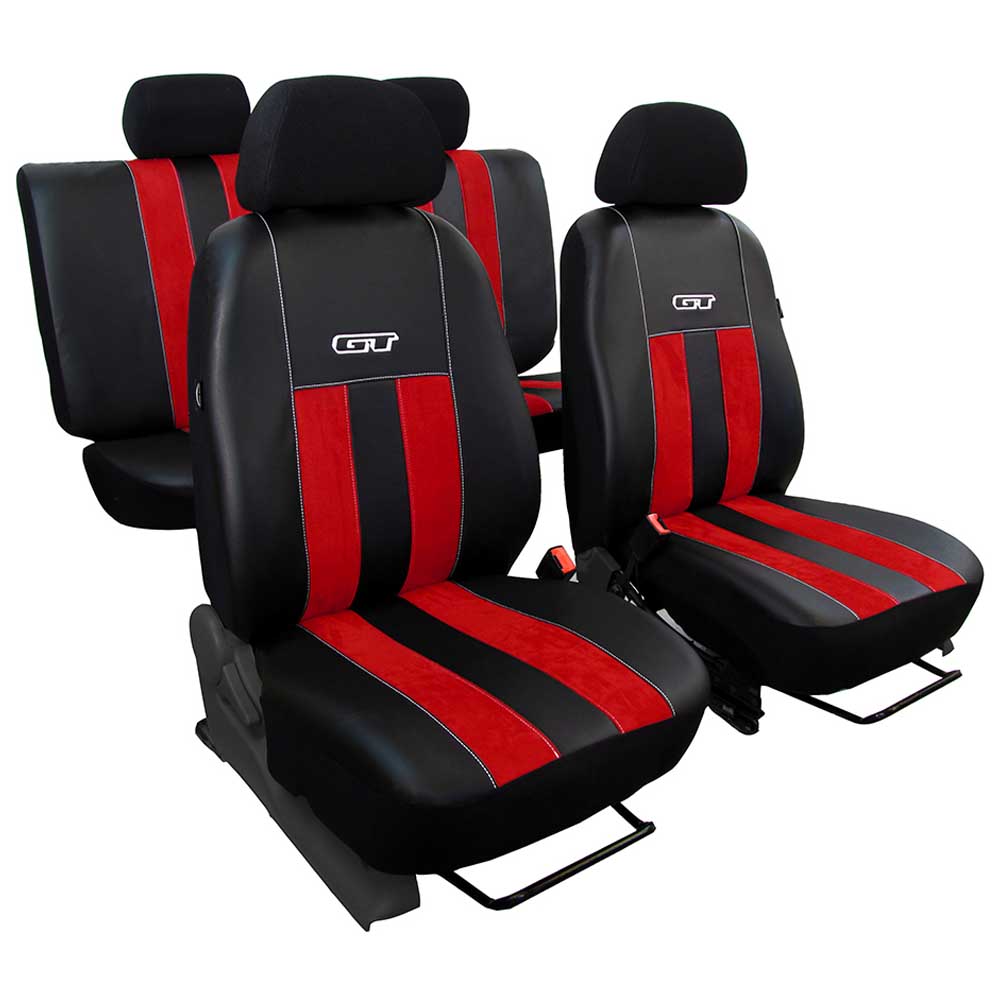 GT Univerzális 5 részes üléshuzat piros színben bőrből