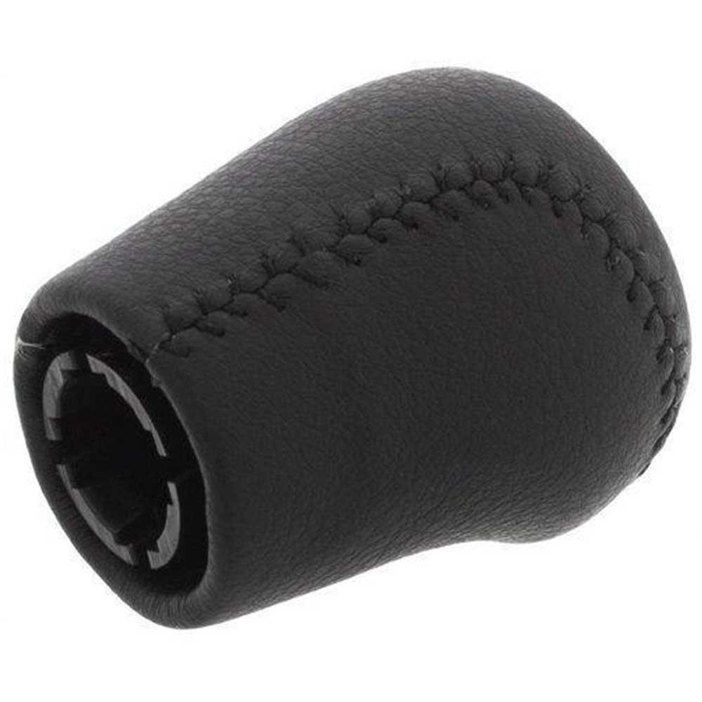 Fekete színű, bőrözött 6 sebességes Nissan váltógomb.