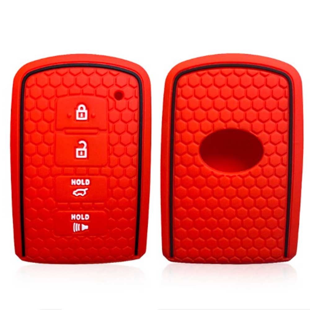 Piros és fekete színű, 4 gombos Toyota kulcs szilikon tok.