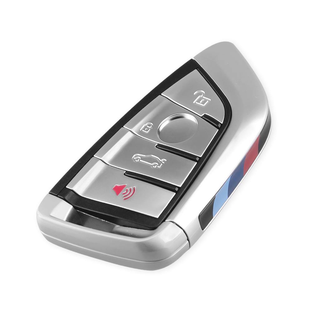 Krómozott, 4 gombos BMW kulcs, kulcsház.