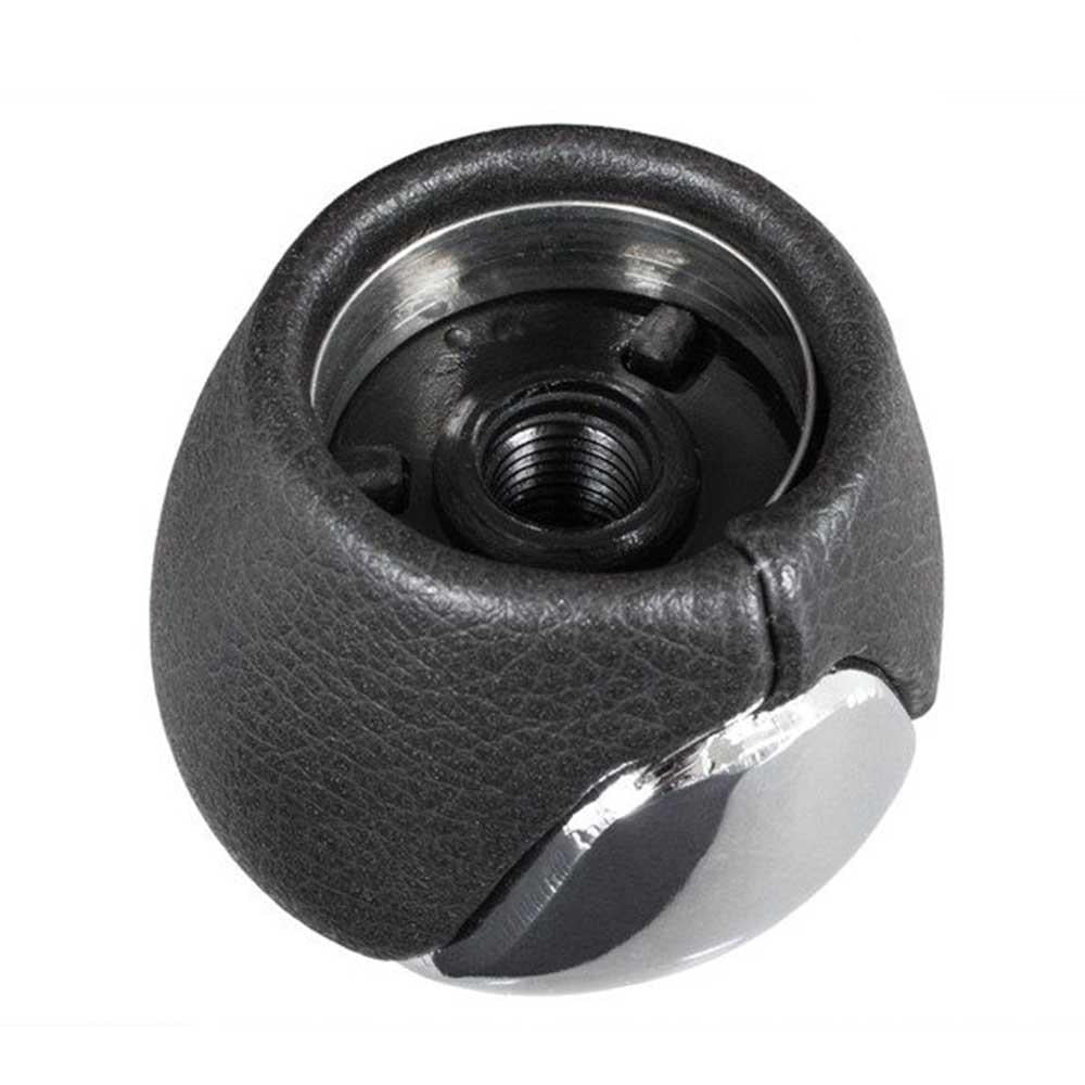 Fekete színű, bőrözött 5 sebességes Hyundai váltógomb.