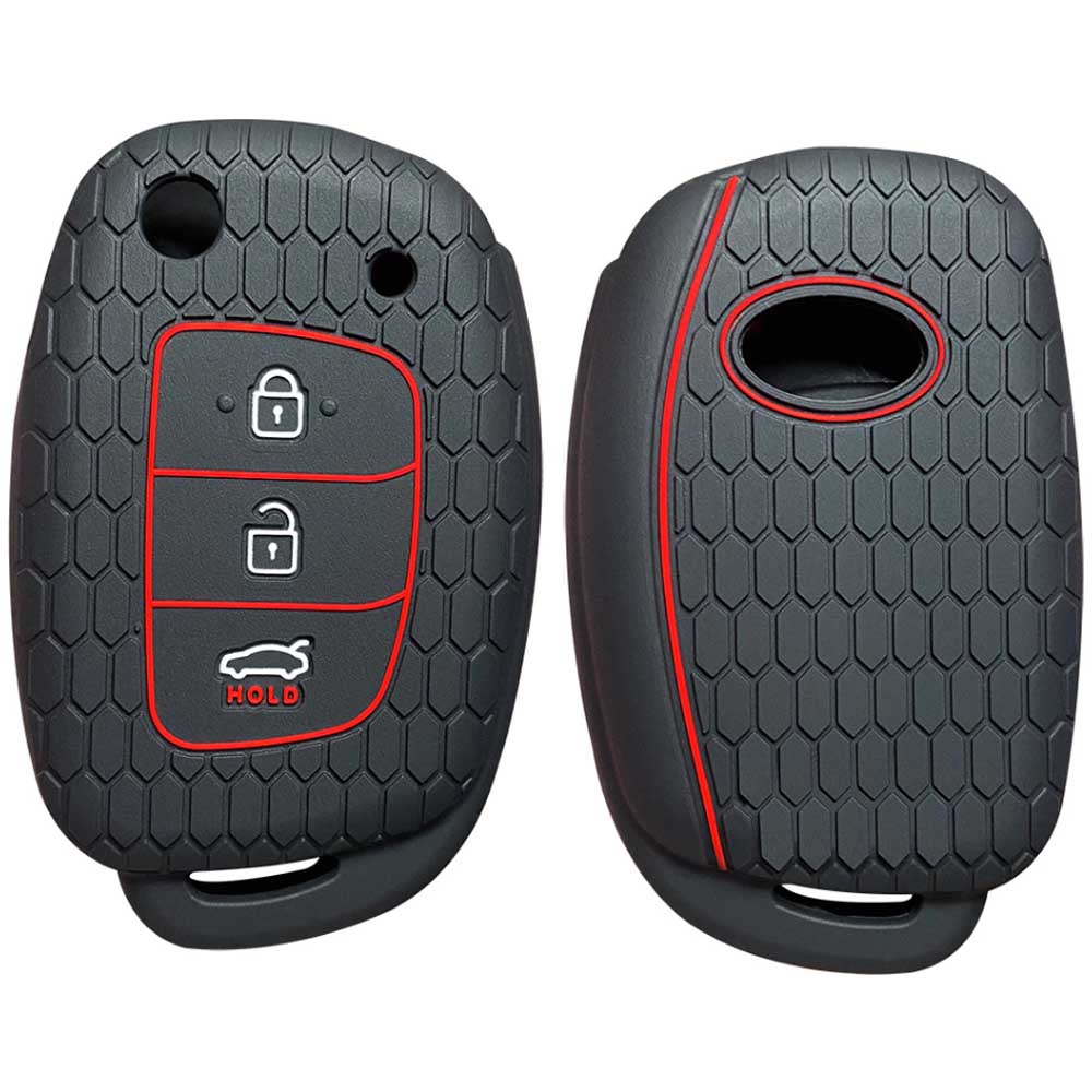 Hyundai 3 gombos kulcs szilikontok fekete színben
