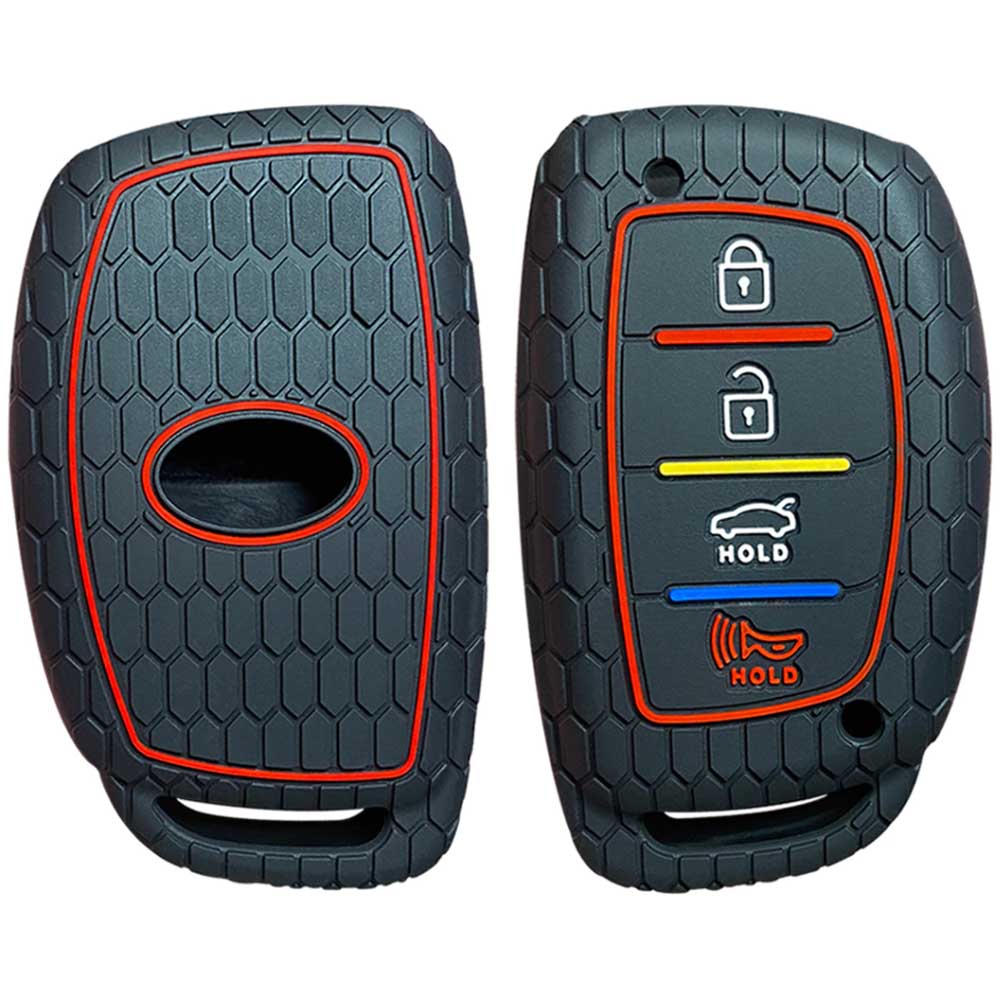 Hyundai 4 gombos kulcs szilikontok fekete színben