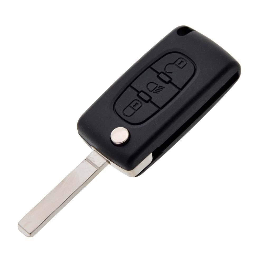 Fekete színű, 3 gombos Citroen kulcs, bicskakulcs.