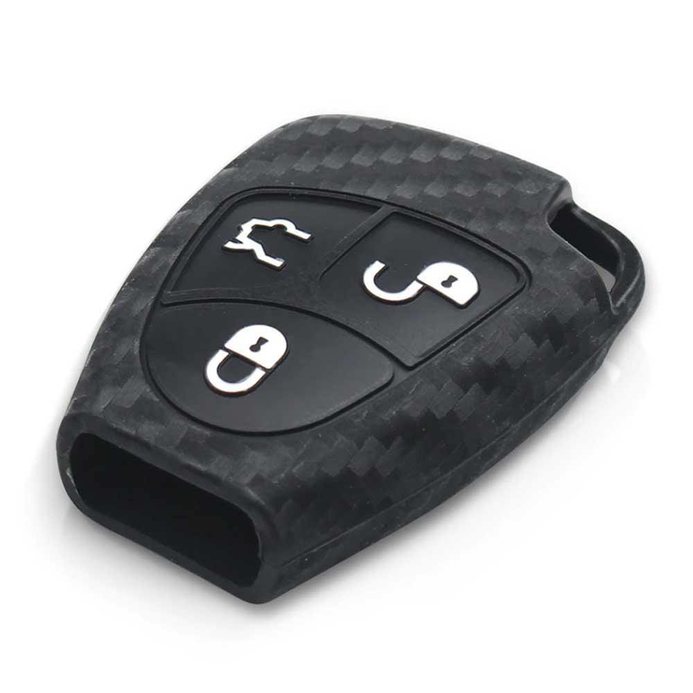 Husă de silicon Mercedes cu model de carbon 3 butoane