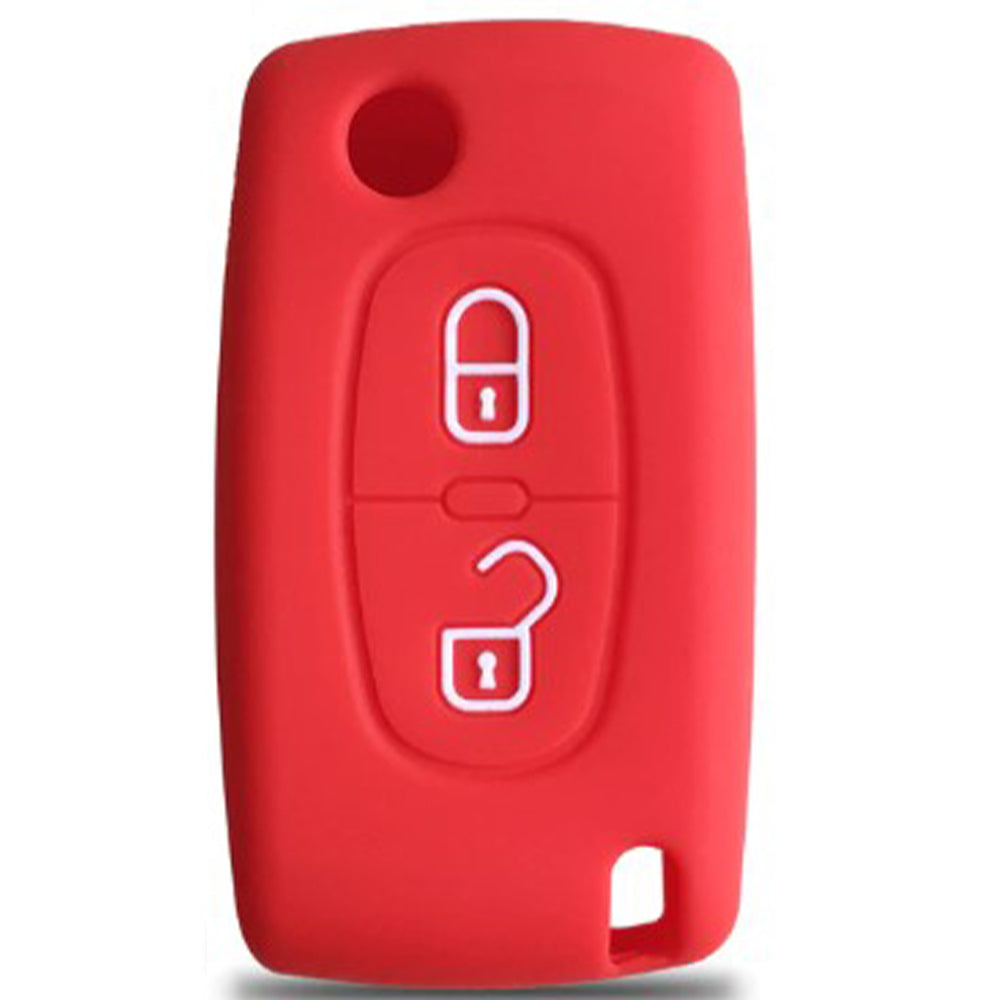 Peugeot 2 gombos szilikon tok, piros színben.