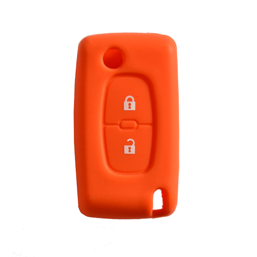 Peugeot 2 gombos szilikon tok NARANCSSÁRGA