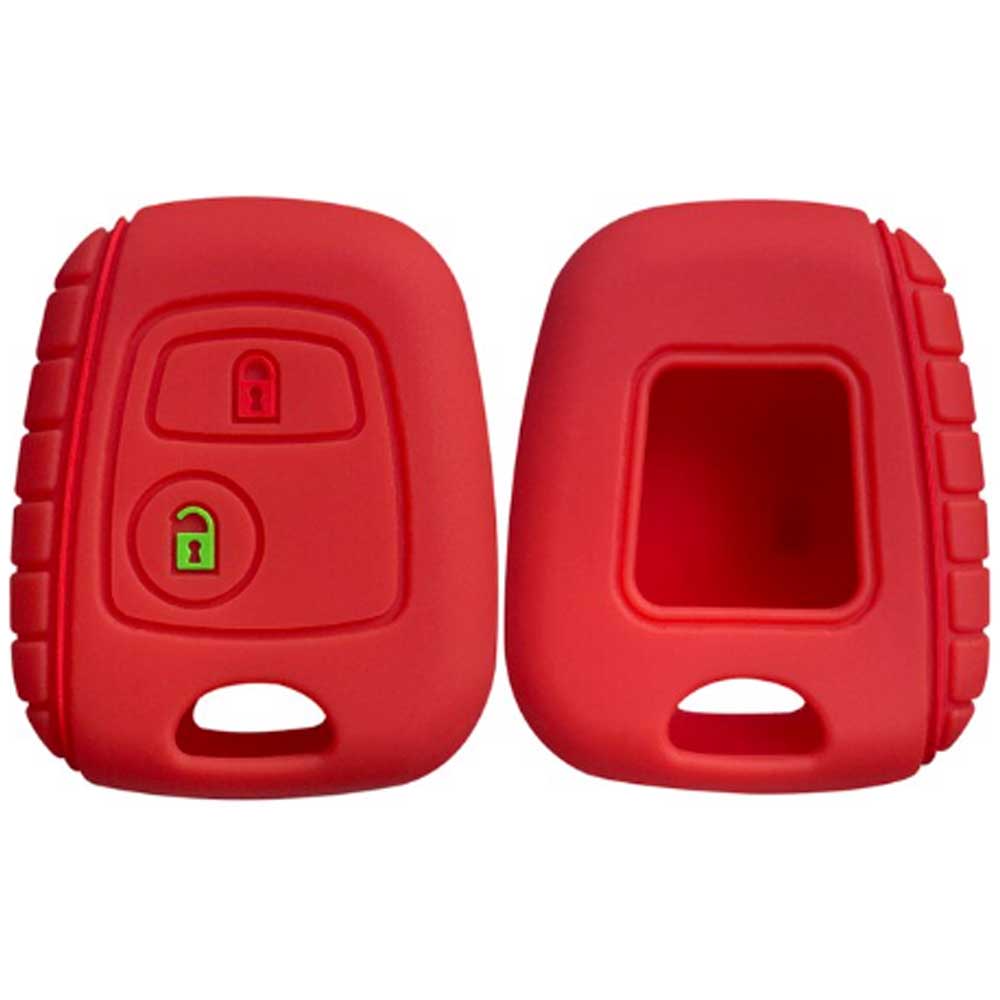 Peugeot 2 gombos kulcs szilikontok piros színben