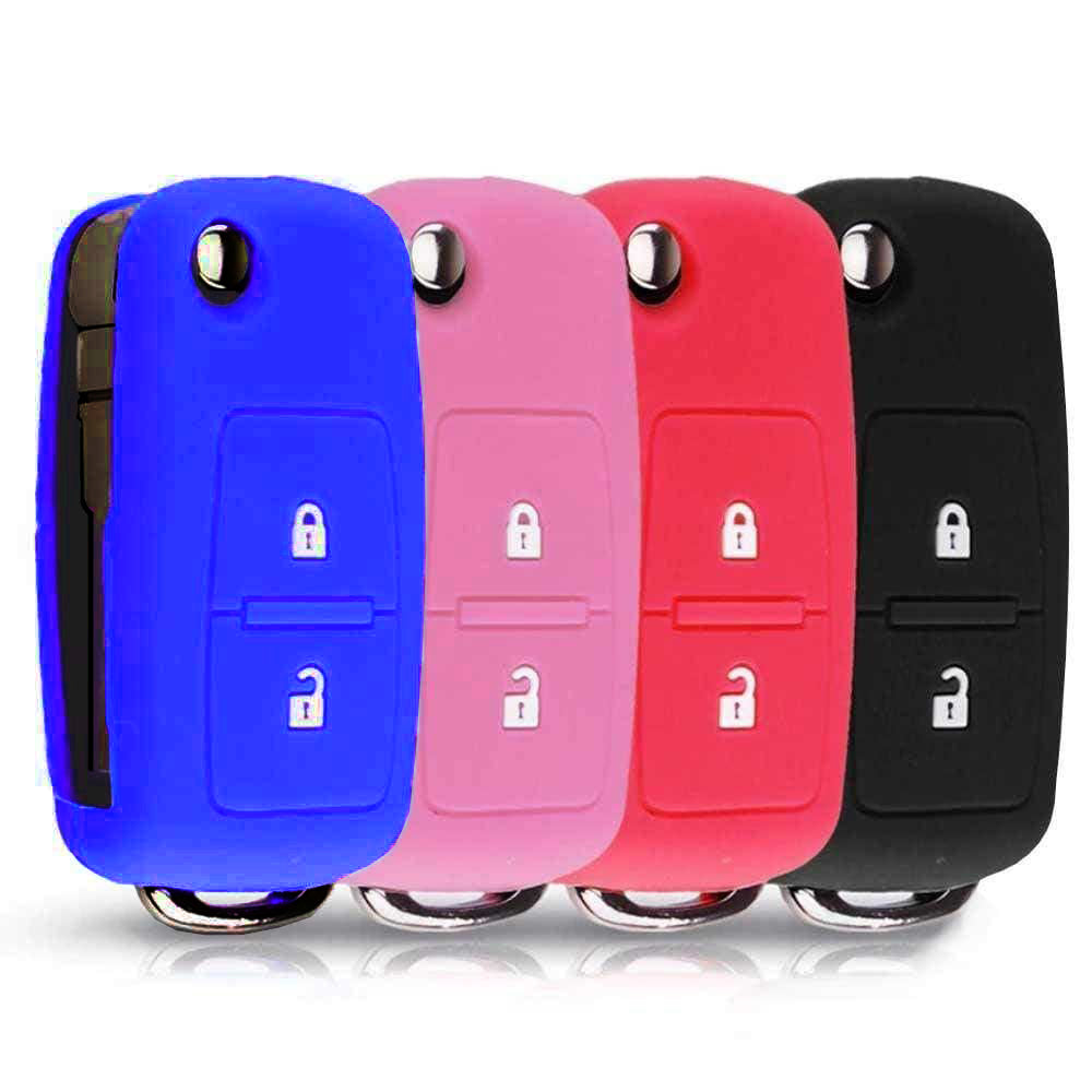 Kék, pink, piros és fekete színű, 2 gombos Skoda bicskakulcs szilikon tokok.