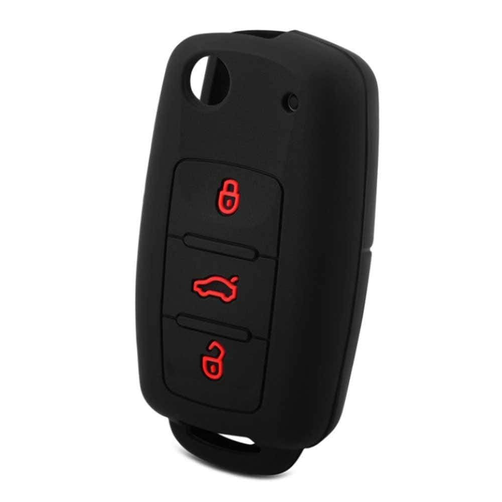 3 gombos VW bicskakulcs szilikon tok piros mintával.