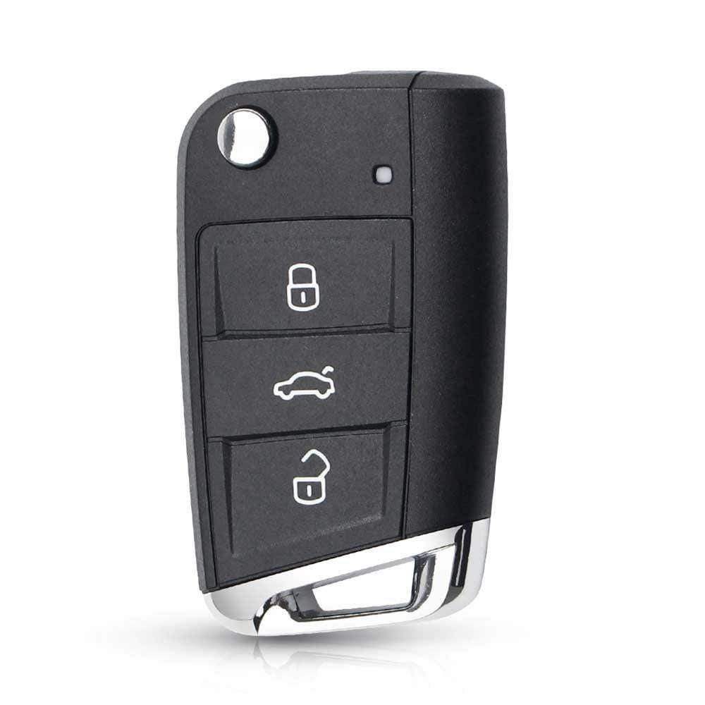 Fekete színű Skoda bicskakulcs, kulcsház. Fehér mintás gombokkal.