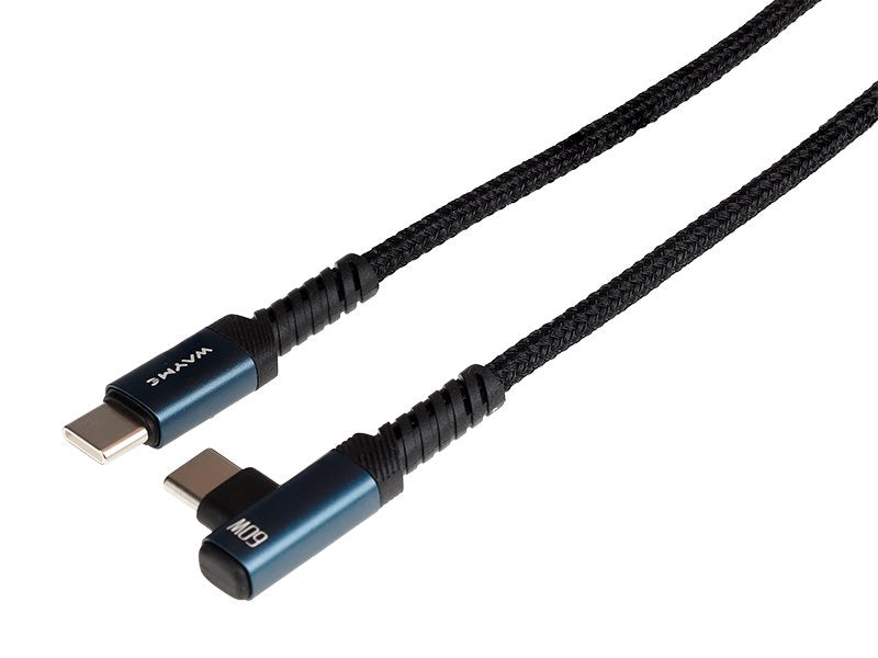 WAYME Mikroszálas fonott töltő- és szinkronizáló kábel, 100 cm, USB-C > USB-C 90°, max 60W