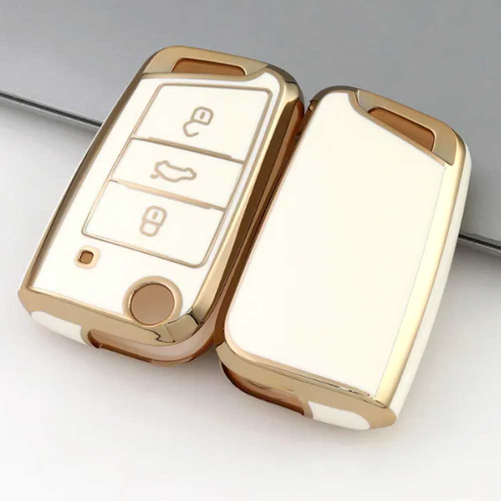 Seat 3 gombos TPU kulcstok fehér-arany színben