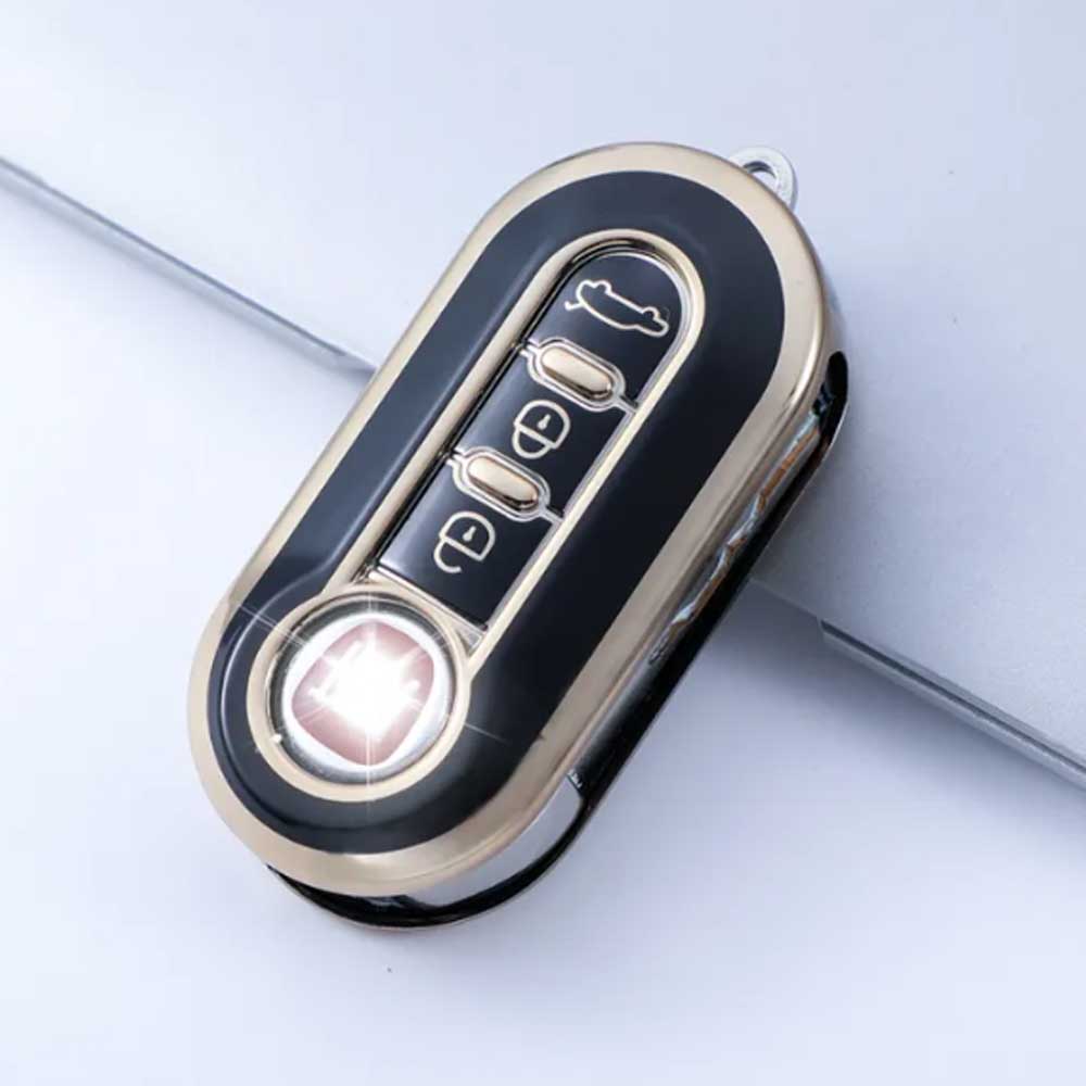 Fiat 3 gombos TPU kulcstok fekete-arany színben