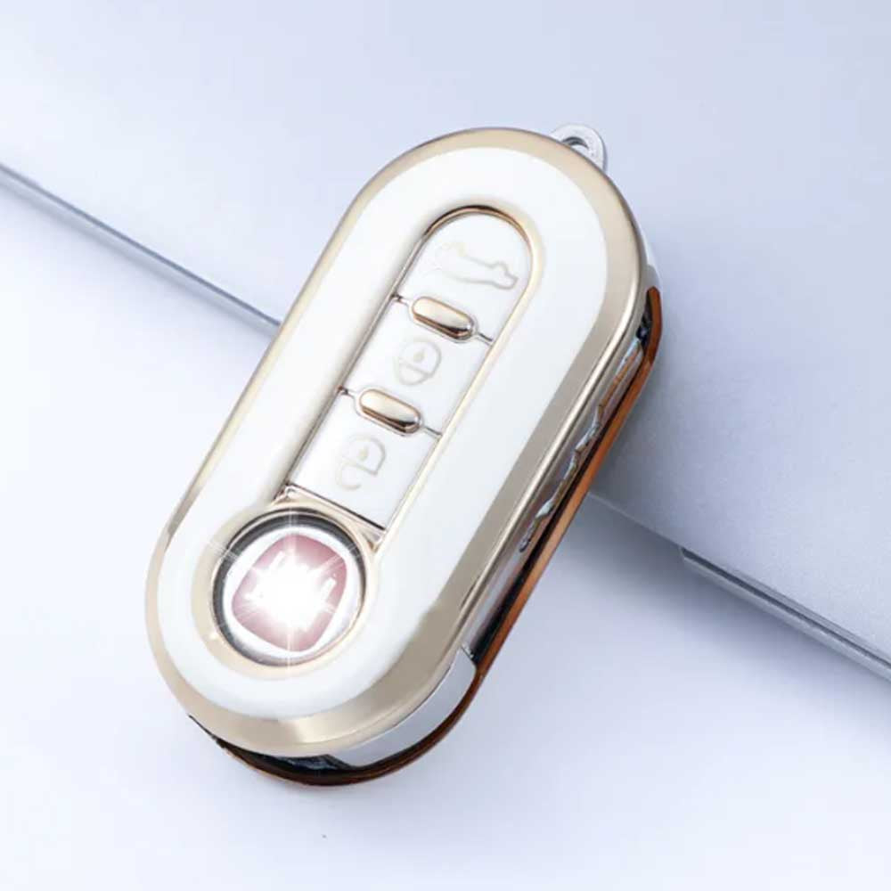 Peugeot 3 gombos TPU kulcstok fehér-arany színben