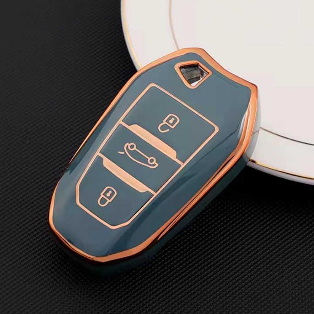 Citroen 3 gombos TPU kulcstok - Krémfehér