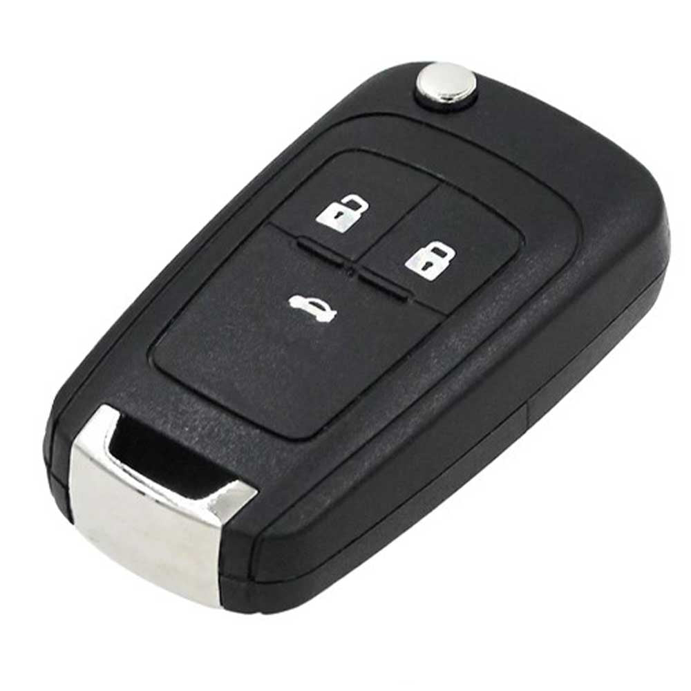 Fekete színű, 3 gombos Chevrolet kulcsház, bicskakulcs.