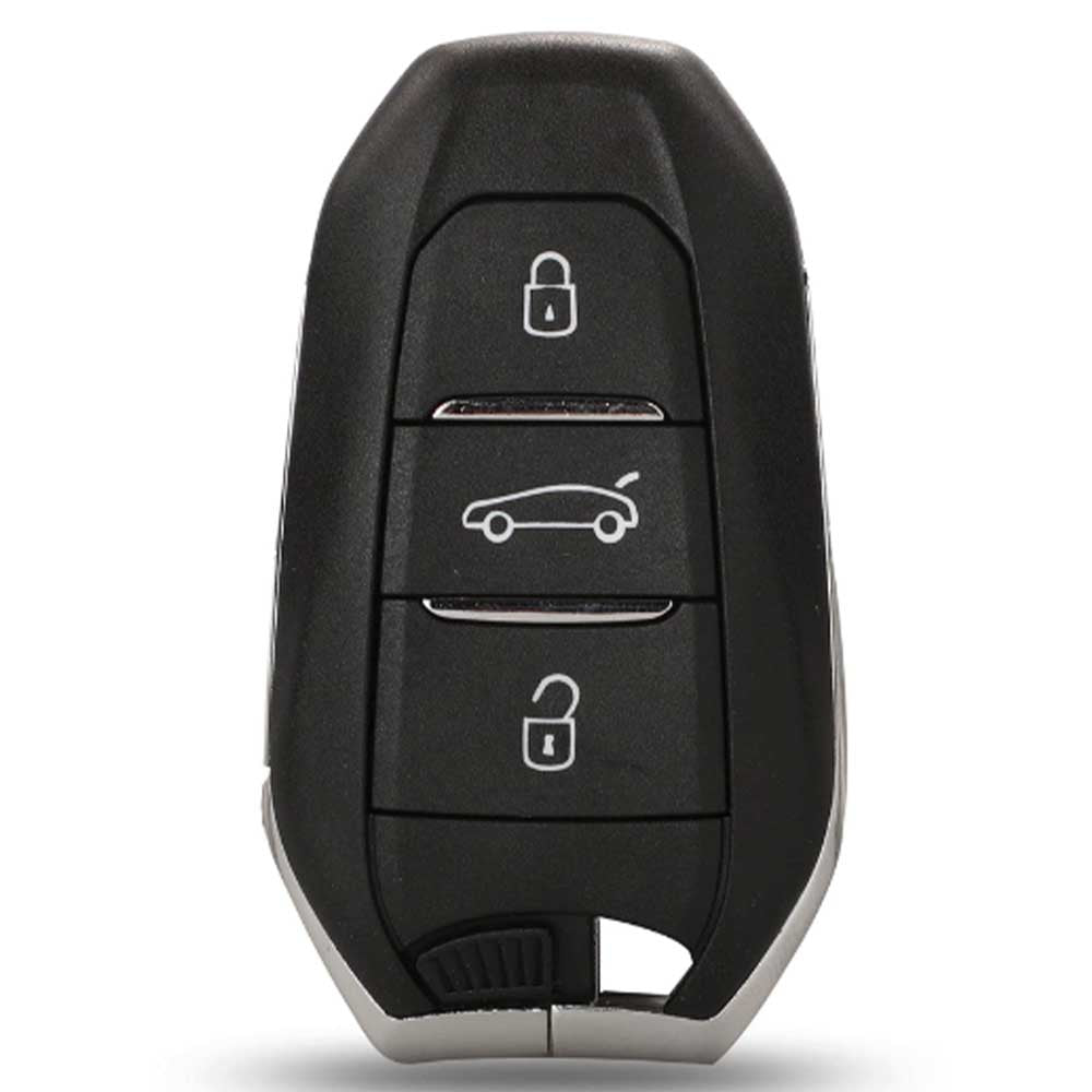 3 gombos, fekete színű Citroen kulcs, kulcsház.