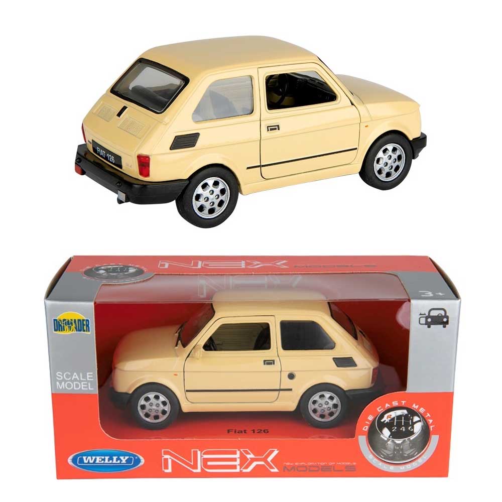 Fiat 126p modellautó 1:34 krém színben