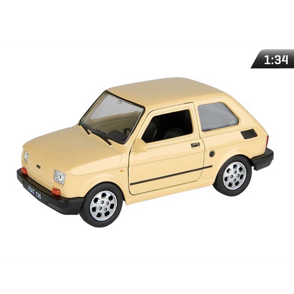 Fiat 126p modellautó 1:34 krém színben