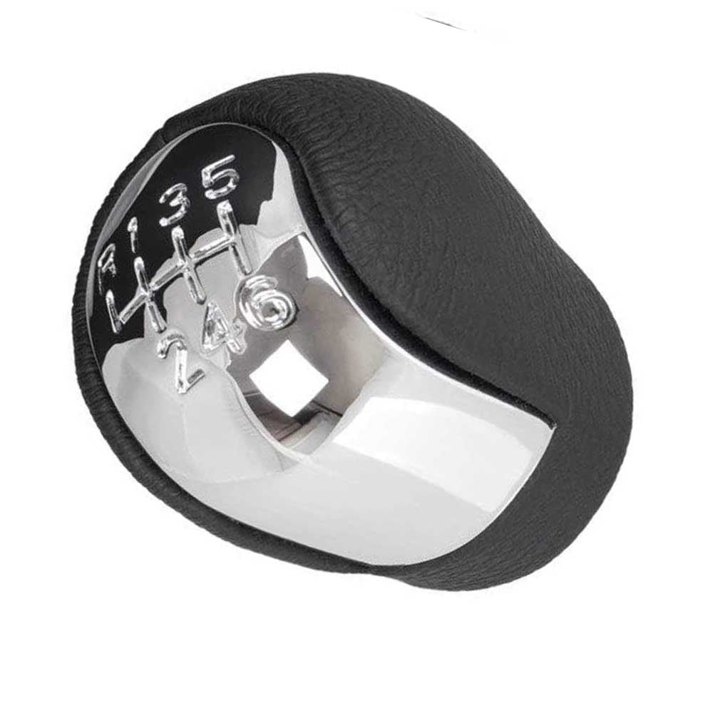 Fekete színű, bőrözött 6 sebességes Opel váltógomb. Krómozott számlappal.