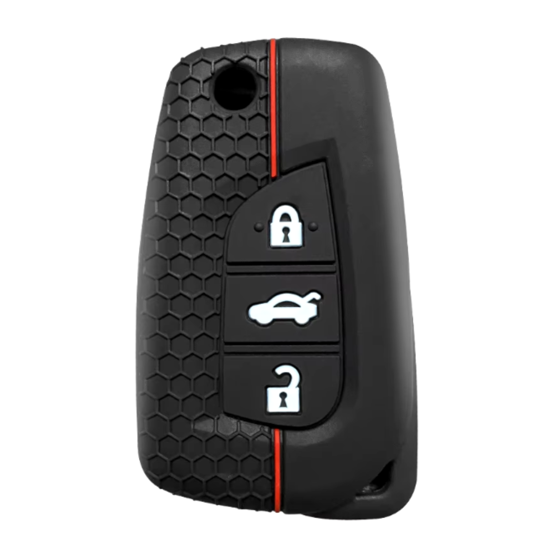 Peugeot 3 gombos szilikon tok Fekete-Piros