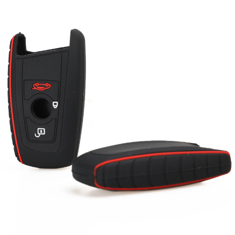 BMW kulcs szilikon tok 3 gombos Fekete/piros