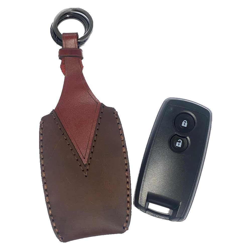 Suzuki 2 gombos kulcs bőr tok barna színben