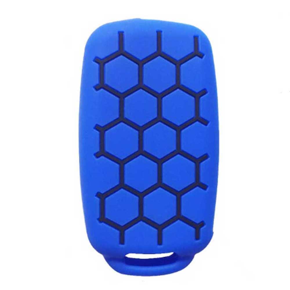 Kék színű, 3 gombos VW kulcs szilikon tok fekete mintával.