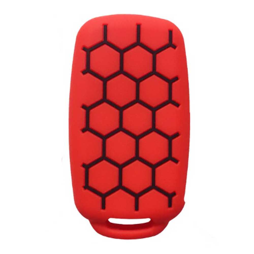 Piros színű, 3 gombos VW kulcs szilikon tok fekete mintával.