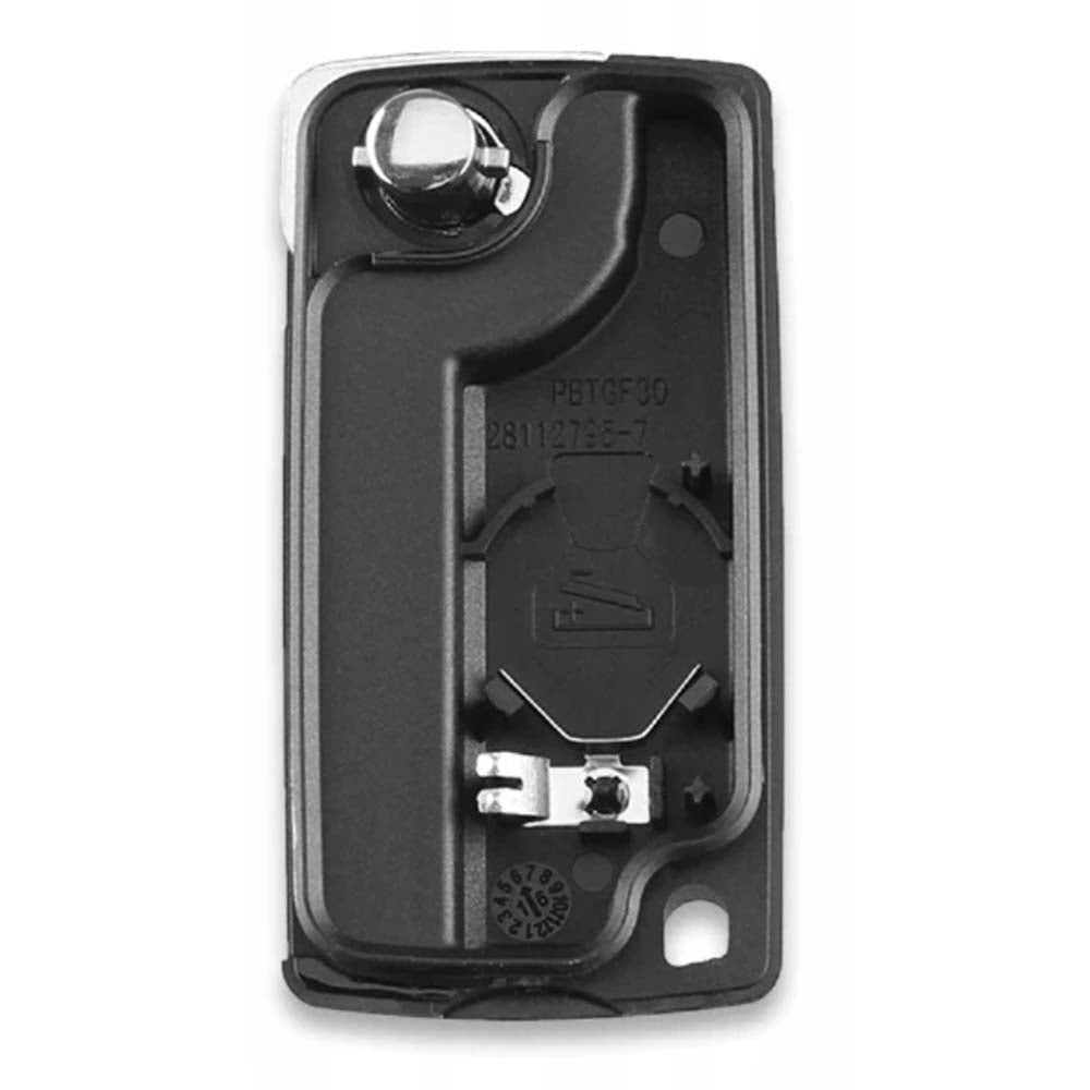 Fekete színű, 3 gombos Fiat kulcsház, bicskakulcs belseje.