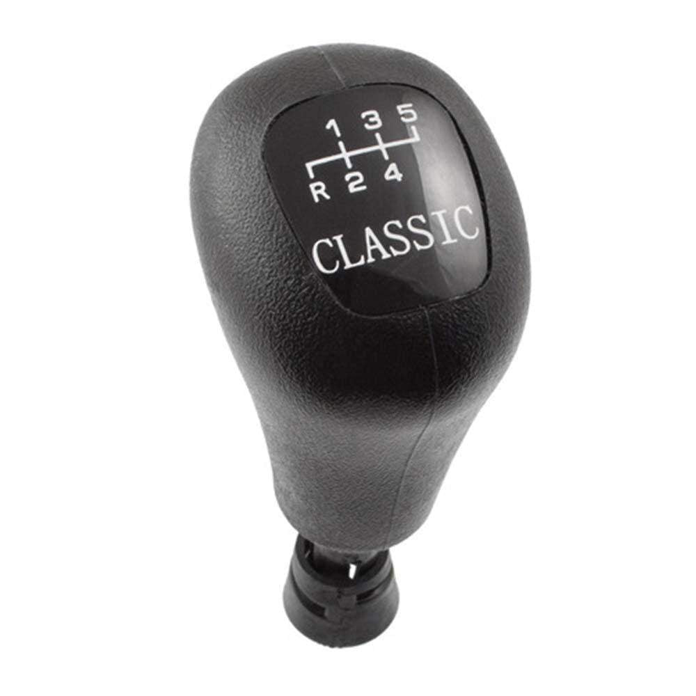 Fekete színű, 5 sebességes Mercedes Classic váltógomb. 5 fokozatos üveg számlappal.