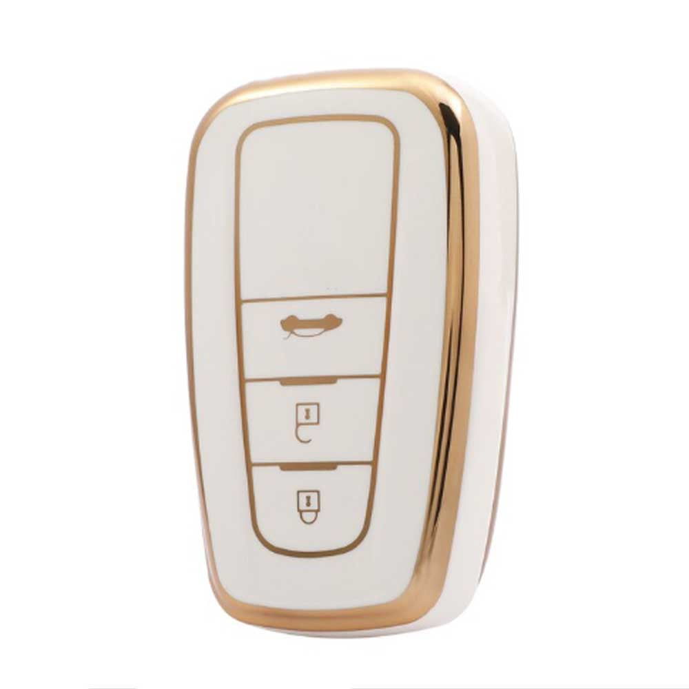 Toyota 3 gombos TPU kulcstok - Krémfehér