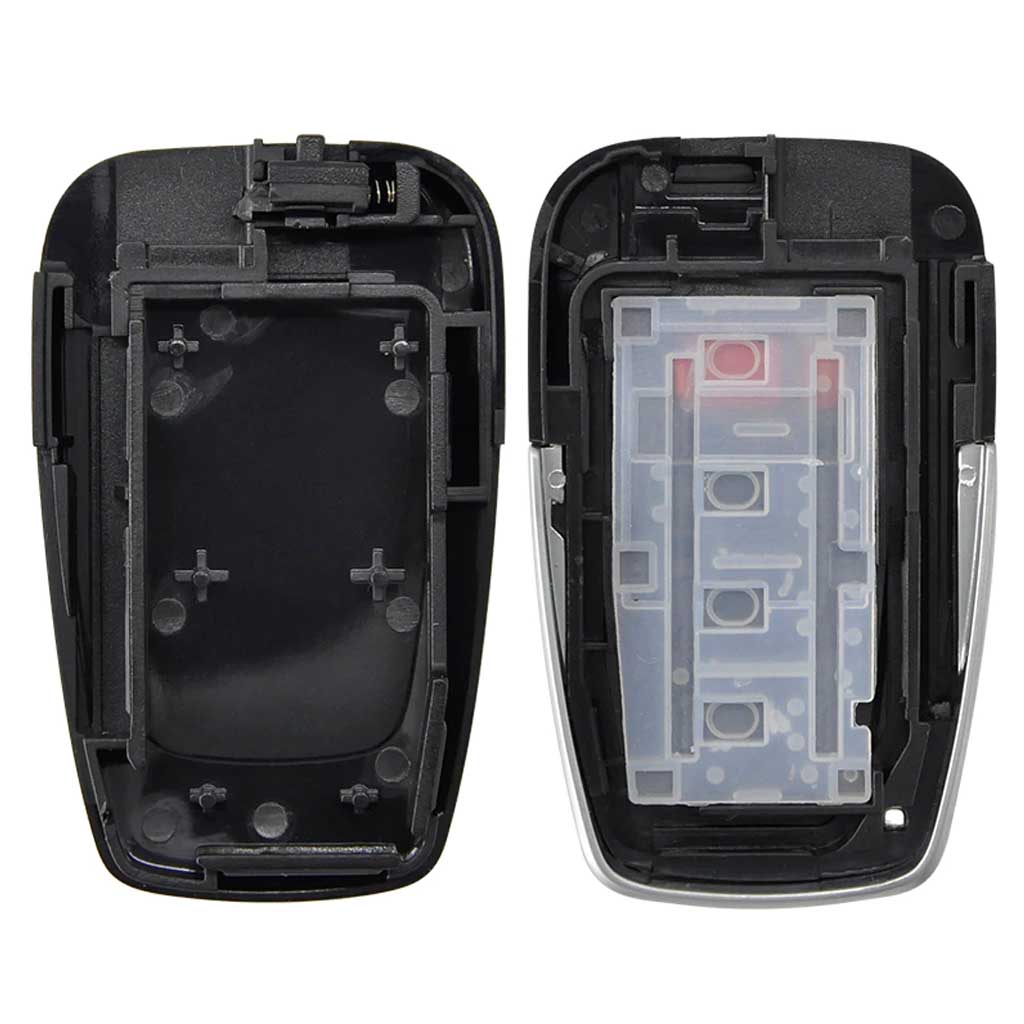 Fekete színű, 3 gombos Toyota kulcs, kulcsház belseje.